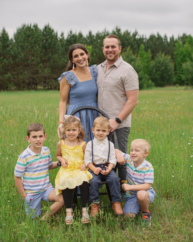Rachel with her husband and their five children